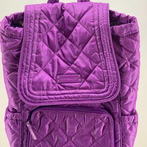 Vera Bradley Puffy Backpack in Berry pattern with Heather interior